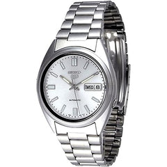 Seiko SNXF05K1 Automatic Men’s Watch – Stainless Steel, White Dial, Day-Date Classic