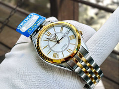 Seiko SNKL36J1 Automatic Men's Watch with White Dial & Stainless Steel Bracelet