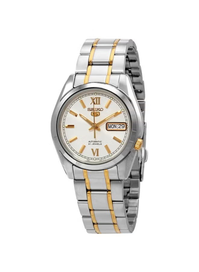 Seiko SNKL57K1 Men's Two-Tone Automatic Watch – Off White Dial with Day-Date