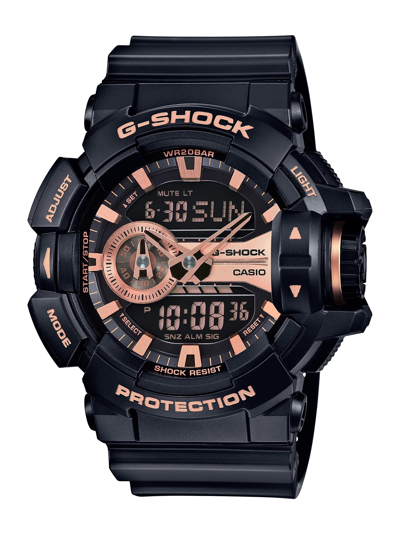 Casio G-Shock GA-400GB-1A4DR Black & Gold Analog-Digital Watch – Rotary Switch, Shock Resistant, 200M Water Resistant
