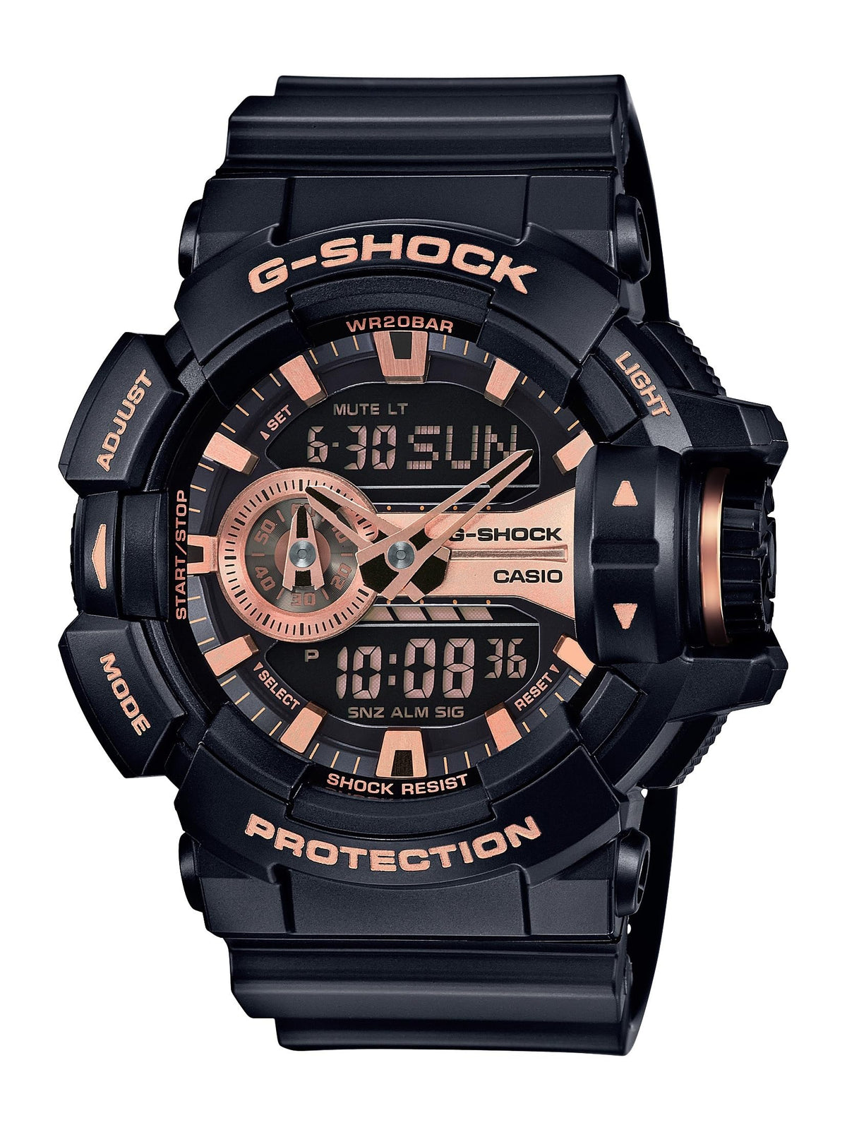 Casio G-Shock GA-400GB-1A4DR Black & Gold Analog-Digital Watch – Rotary Switch, Shock Resistant, 200M Water Resistant