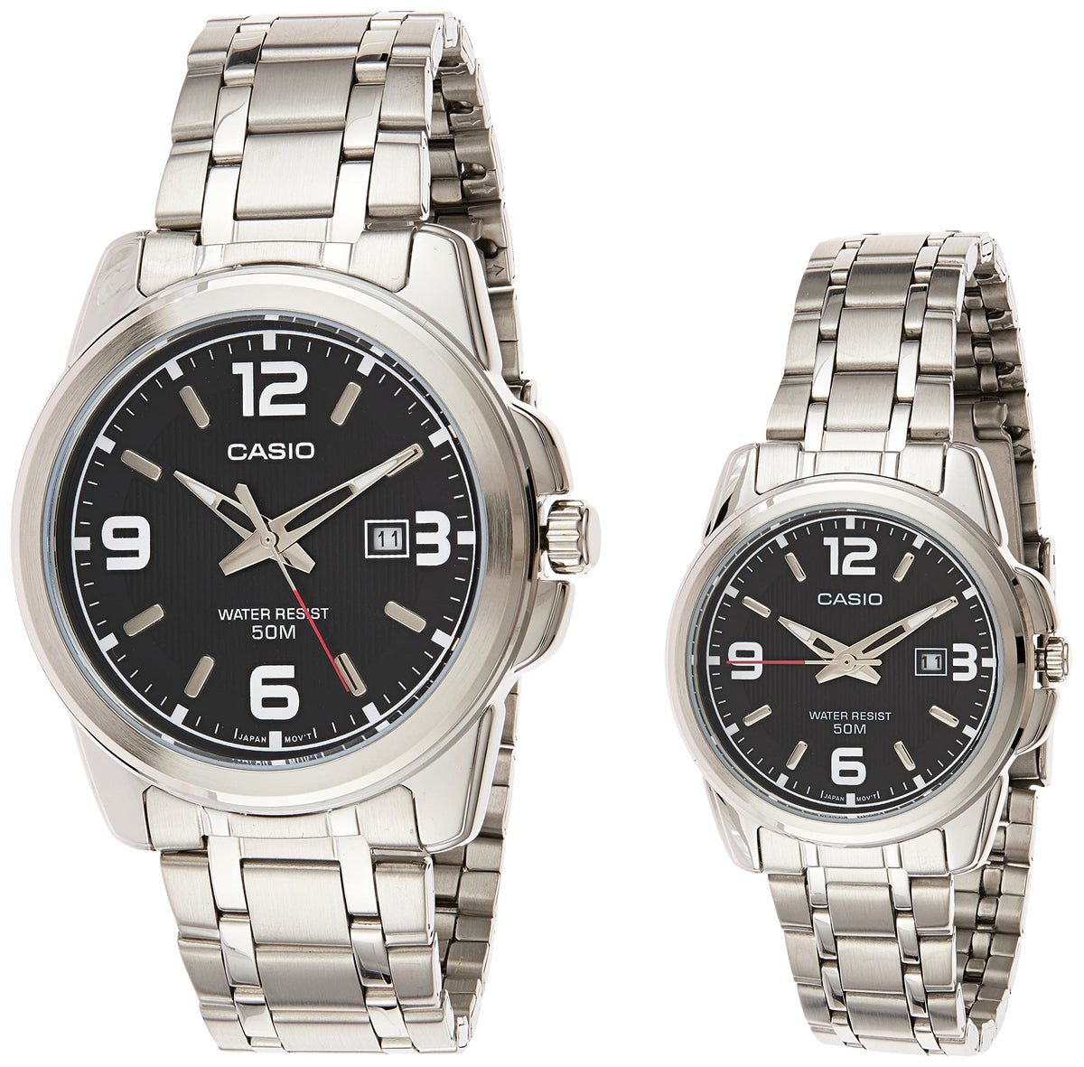 Casio MTP/LTP-1314D-1AV Couple Watches – Stainless Steel Black Dial Matching Set