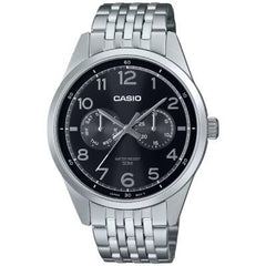 CASIO MTP-E340D-1A Men's Stainless Steel Watch with Black Dial - Classic & Stylish Timepiece