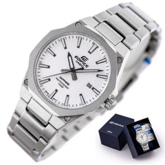 CASIO EFR-S108D-7A Edifice Stainless Steel Quartz Watch for Men – 100M Water Resistant, Date Display, Sleek Design
