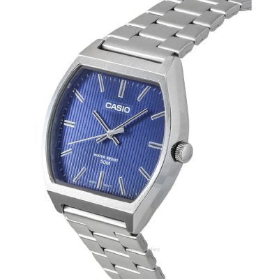 CASIO MTP-B140D-2A Men's Stainless Steel Watch with Blue Dial – Water Resistant, Quartz Movement
