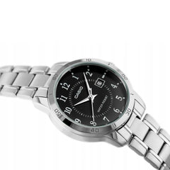 Casio Couple Watch Set MTP/LTP-V004D-1BUDF – Silver Stainless Steel, Black Dial