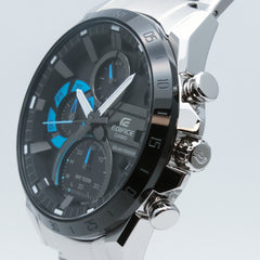 Casio EQS-940DB-1B Edifice Solar Chronograph Stainless Steel Men’s Watch – Black Dial, 100M Water Resistant