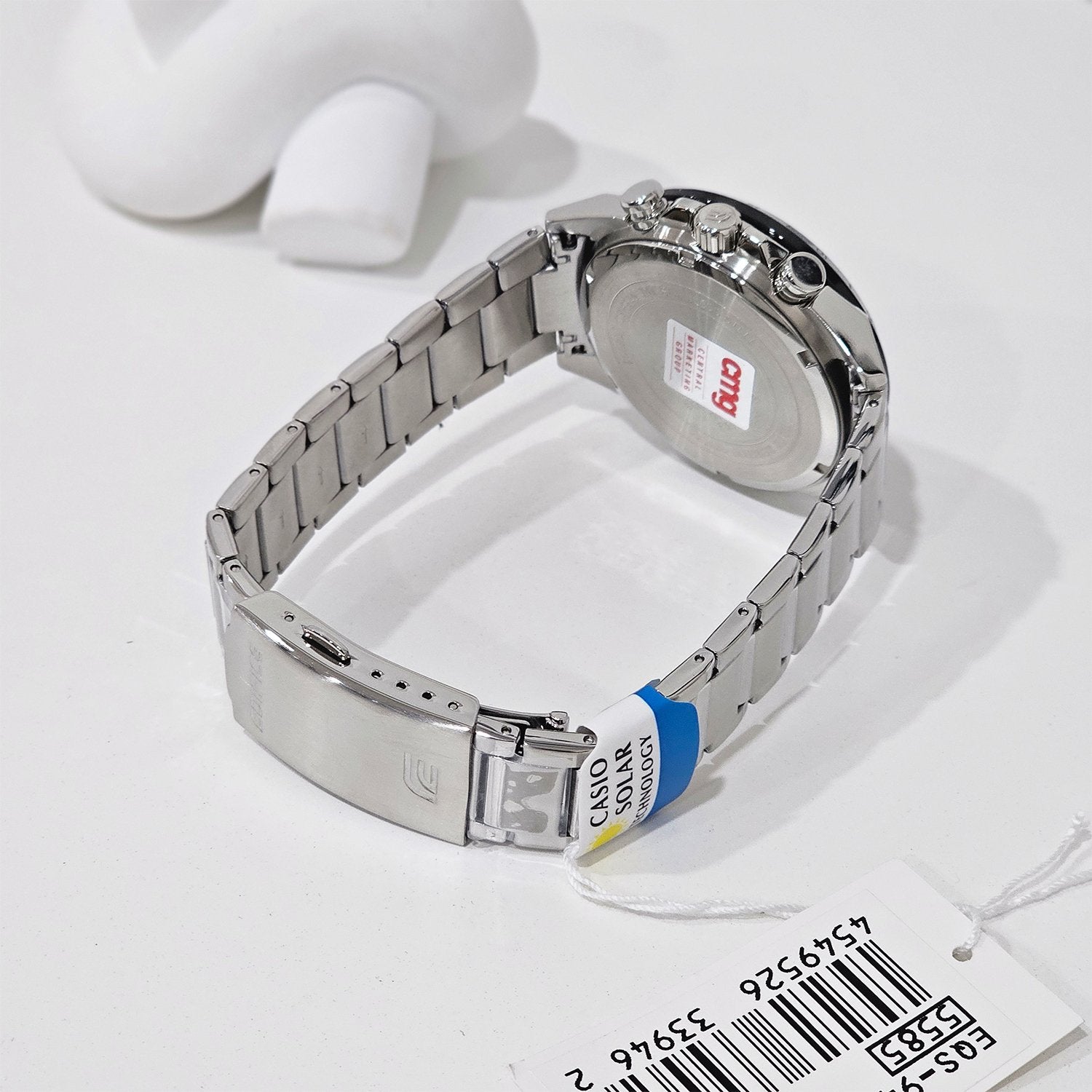 Casio EQS-940DB-1B Edifice Solar Chronograph Stainless Steel Men’s Watch – Black Dial, 100M Water Resistant