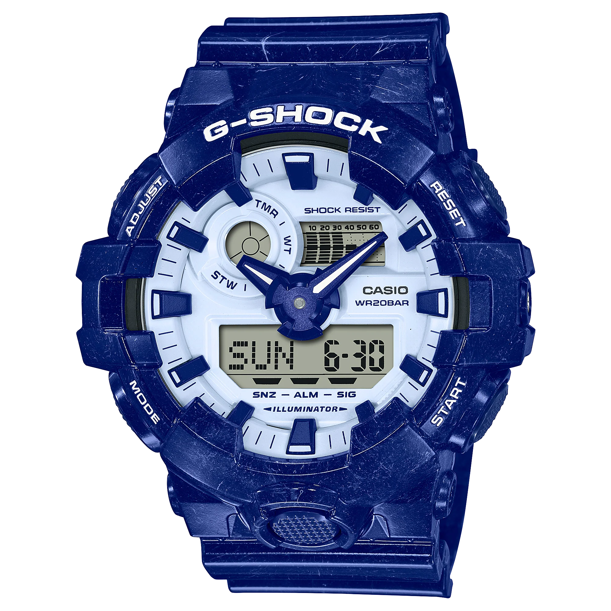 Casio G-SHOCK GA-700BWP-2ADR Blue & White Series – Shock-Resistant Analog-Digital Watch