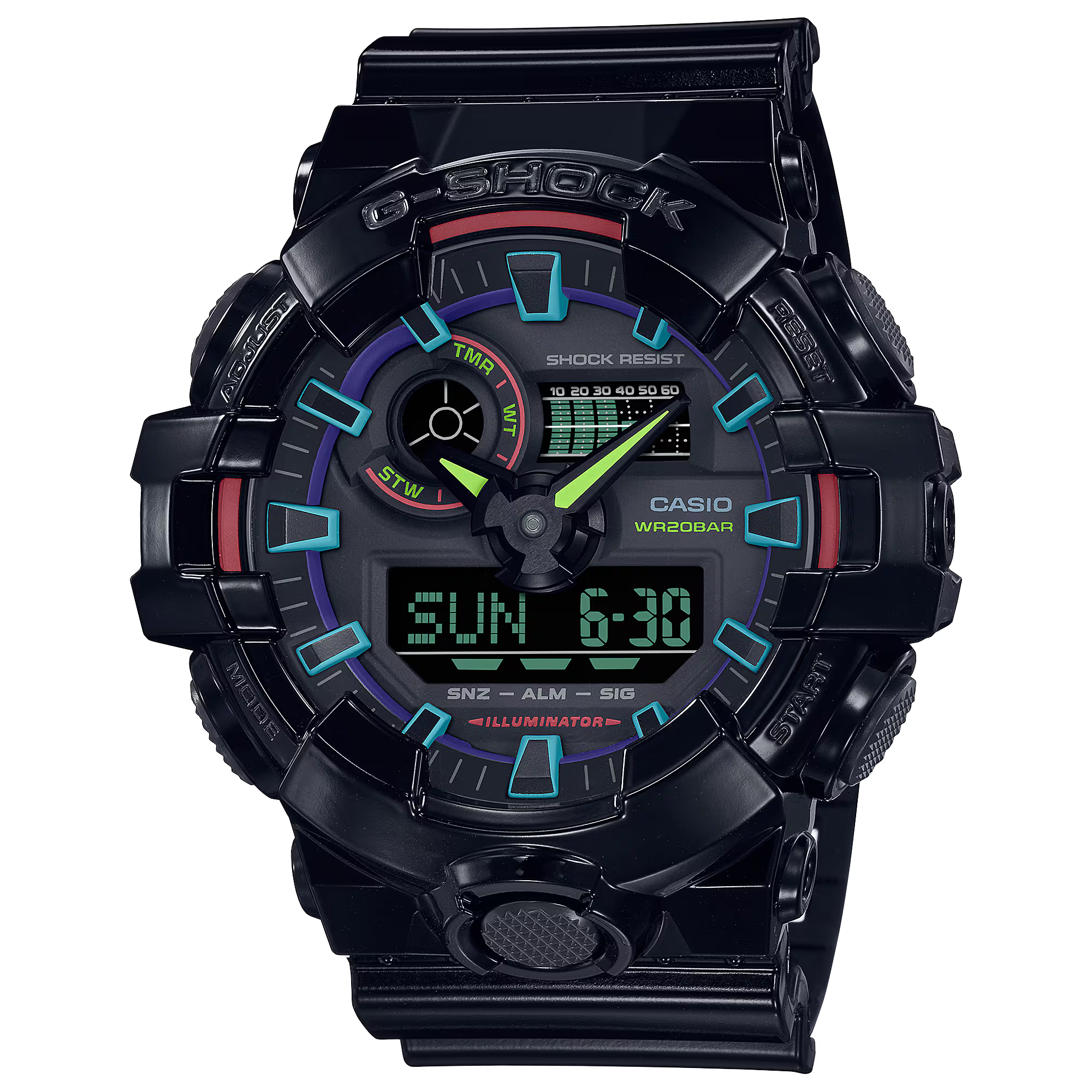 Casio G-SHOCK GA-700RGB-1ADR – Rainbow Accent Digital-Analog Tough Sports Watch