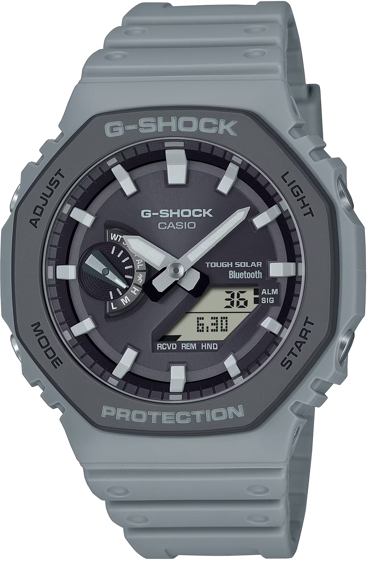 Casio G-SHOCK GA-B2100LUU-8A “CasiOak” Analog-Digital Watch with Bluetooth & Tough Solar – Gray & Purple Accent