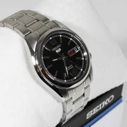 Seiko SNKL55K1 Automatic Men’s Watch – Stainless Steel, Black Dial, Day-Date Display