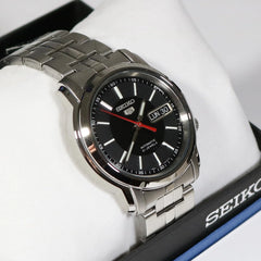 Seiko SNKL83K1 Automatic Men’s Watch – Stainless Steel, Black Dial, Day-Date Display