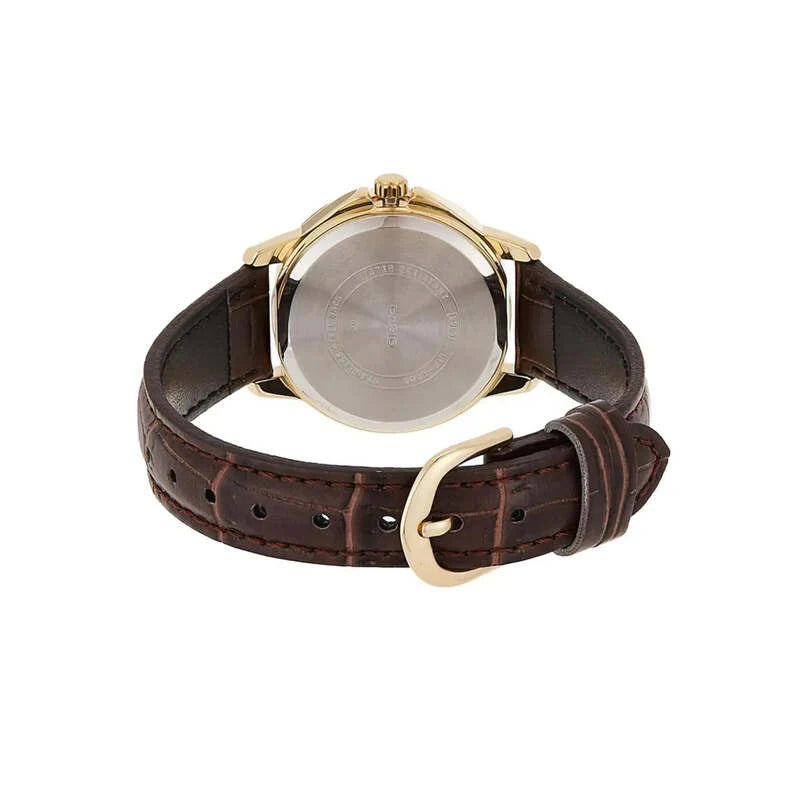 Casio Couple Watch Set MTP/LTP-V004GL-7A – Gold-Tone Case, White Dial, Leather Strap