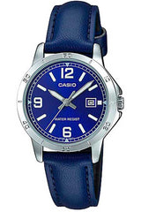 Casio MTP/LTP-V004L-2B Couple Watches – Blue Dial with Black Leather Strap
