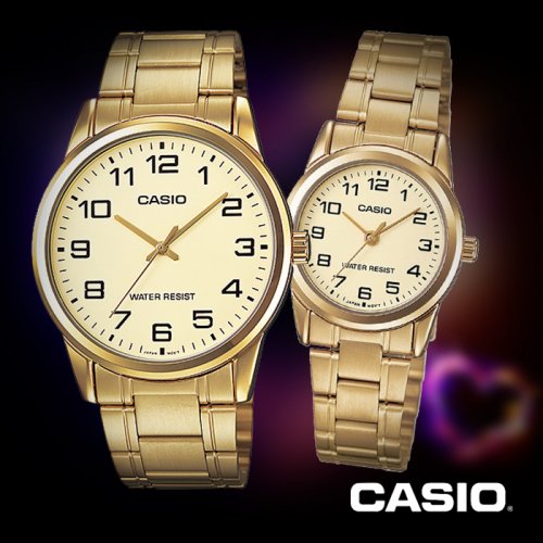 Casio MTP/LTP-V001G-9BUDF Couple Watches – Gold Tone Stainless Steel Matching Set