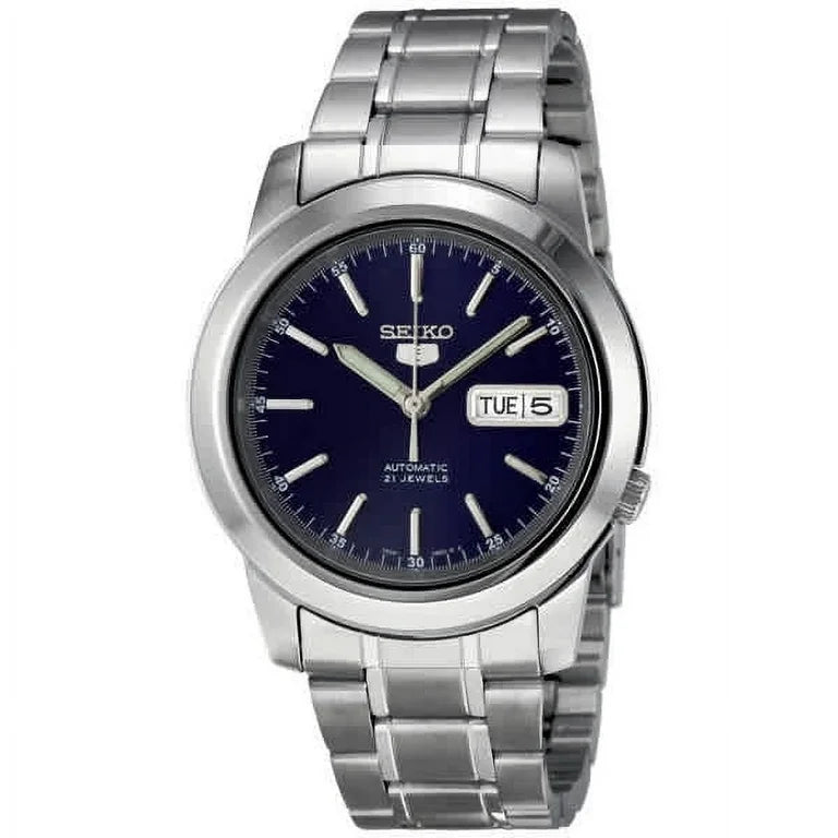 Seiko SNKE51K1 Automatic Men’s Watch – Blue Dial, Stainless Steel, Day-Date Display