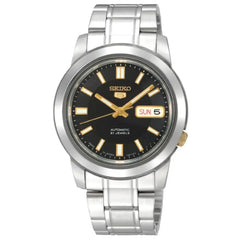 Seiko SNKK17K1 Automatic Men’s Watch – Black Dial, Stainless Steel, Day-Date