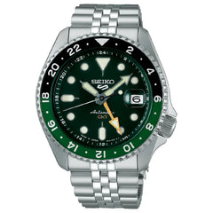 Seiko SSK035J1 Made in Japan GMT Automatic Men’s Watch – Green Dial, Stainless Steel, 24-Hour Bezel