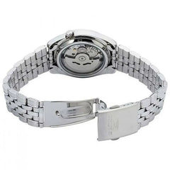 Seiko SNK369K1 Automatic Men’s Watch – White Dial, Day-Date, 21-Jewel Movement, Stainless Steel Bracelet