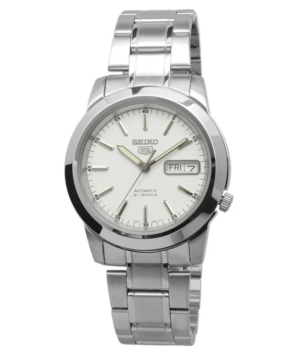 Seiko 5 Men White Dial Stainless Steel Automatic Watch - SNKE49K1