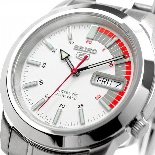 Seiko 5 SS Bracelet Red/White Men's Parallel Import