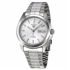 Seiko SNKK87K1 Automatic Men’s Watch – Stainless Steel, White Dial, Day-Date Display