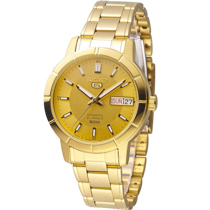 Seiko SNKN62K1 Gold Automatic Men's Watch – Champagne Dial with Day-Date