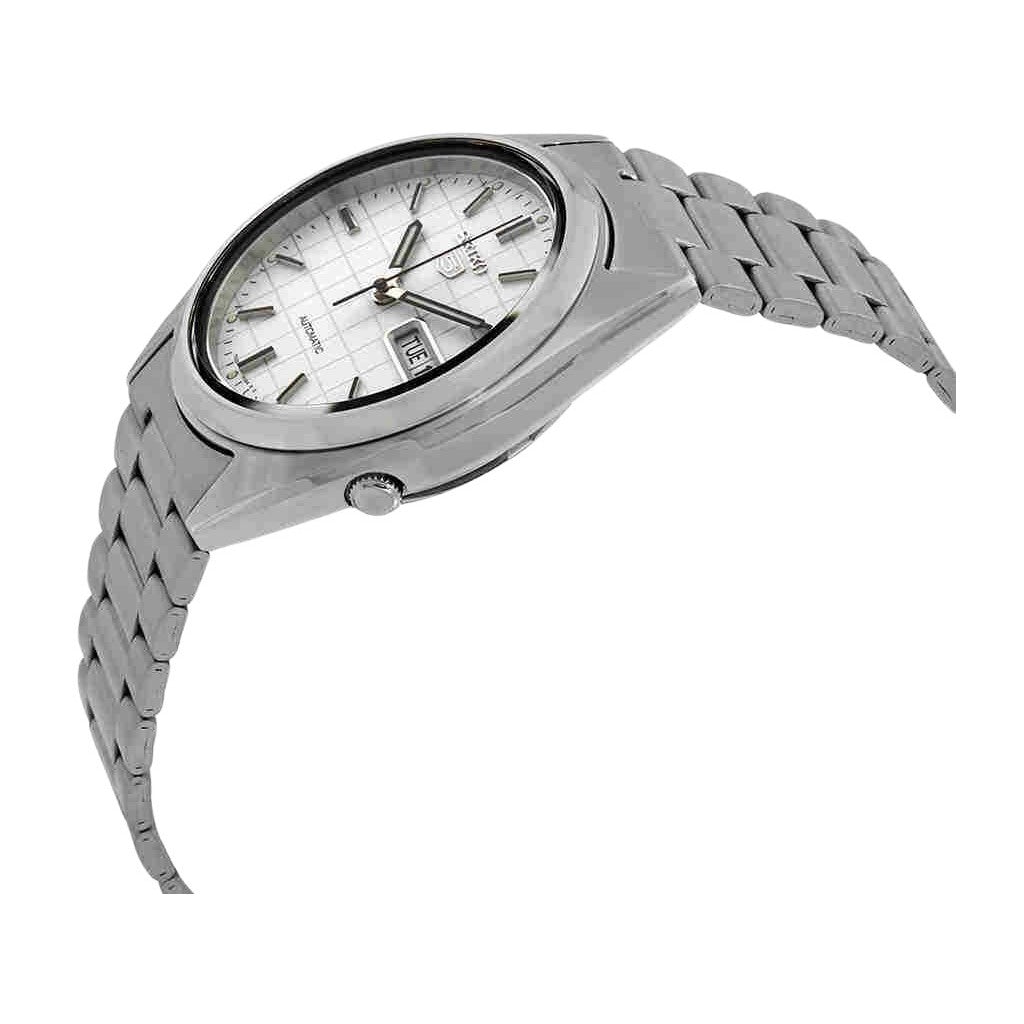 Seiko SNXF05K1 Automatic Men’s Watch – Stainless Steel, White Dial, Day-Date Classic