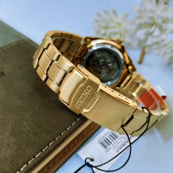 Seiko SNZB26J1 Automatic Watch – Gold Tone Stainless Steel, 21/23 Jewels, Day-Date, 100M