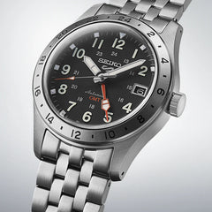 Seiko SSK023K1 GMT Automatic Watch – Black Dial, Stainless Steel, Dual Time, Hardlex Crystal