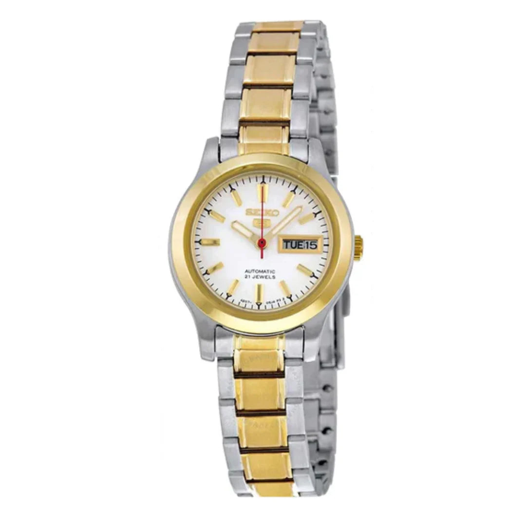 Seiko SYMD90K1 Gold Women's Automatic Watch – Champagne Dial with Day-Date