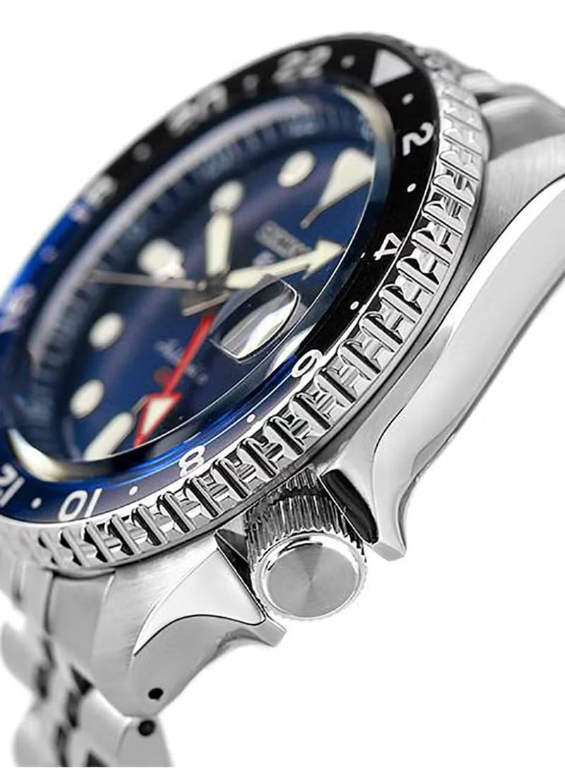 Seiko SSK003J1 Made in Japan GMT Automatic Men’s Watch – Blue Dial, Stainless Steel, 24-Hour Bezel