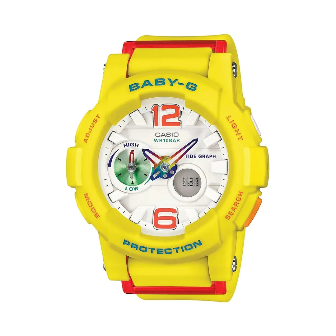 Casio Baby-G G-Shock BGA-180-9BDR Yellow Tide-Graph Analog-Digital Women’s Watch