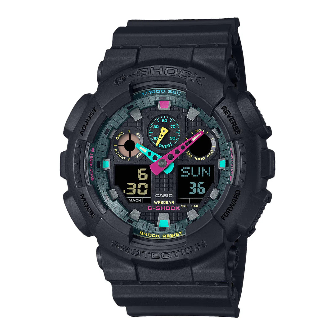 Casio G-SHOCK GA-100MF-1ADR – Metallic Face Analog-Digital Watch