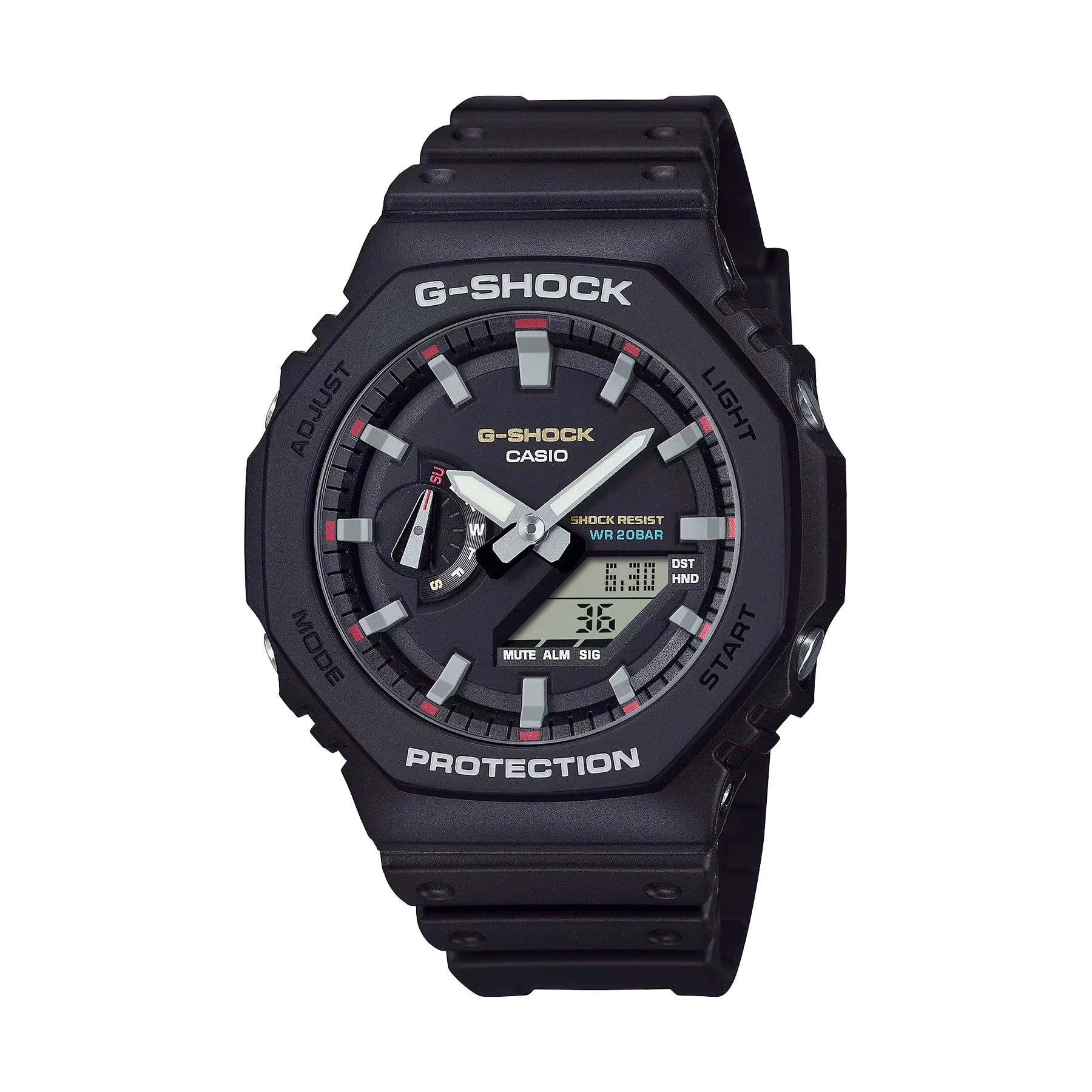 Casio G-SHOCK GA-2100RL-1ADR – Black & Red Layered Carbon Core Guard Analog-Digital Watch