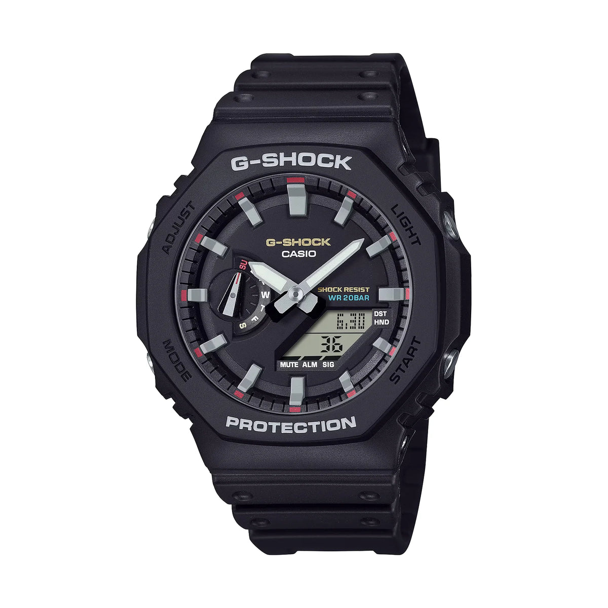 Casio G-SHOCK GA-2100RL-1ADR – Black & Red Layered Carbon Core Guard Analog-Digital Watch