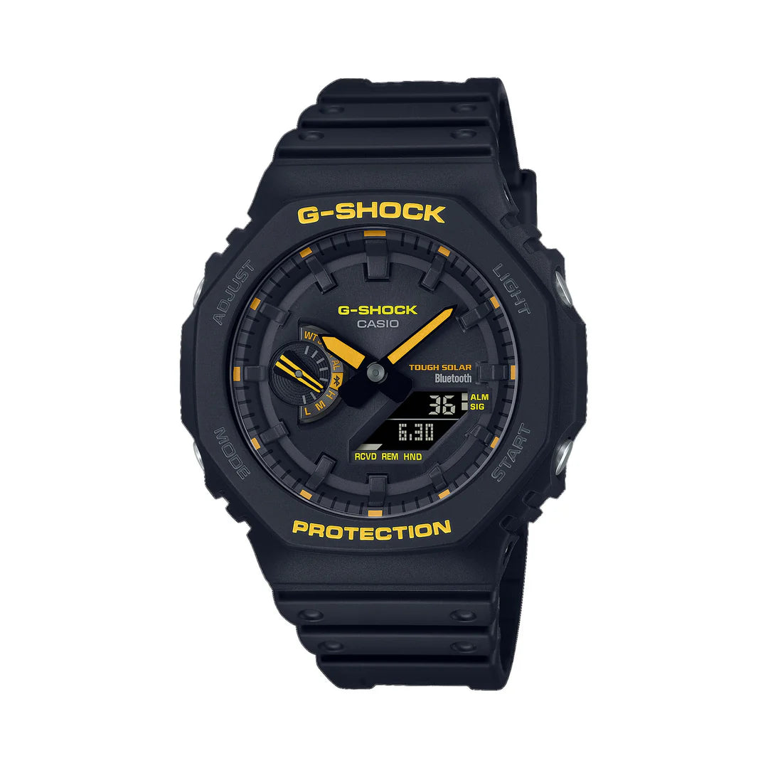 Casio G-SHOCK GA-B2100CY-1ADR “CasiOak” Analog-Digital Watch with Bluetooth & Tough Solar – Yellow Accents