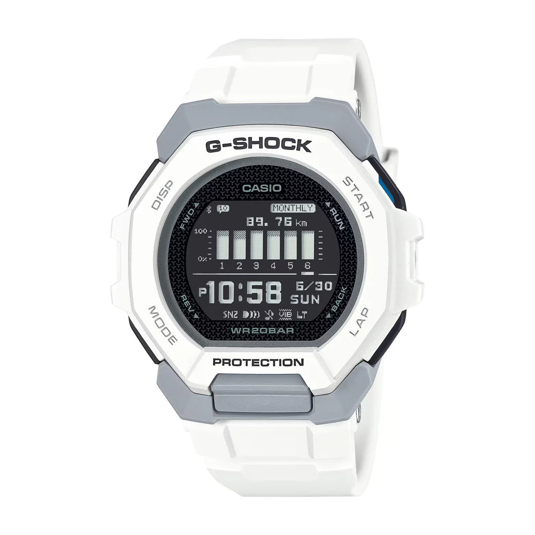 Casio G-SHOCK GBD-300-7DR Men’s Digital Sports Watch with Bluetooth & Step Tracker (White)
