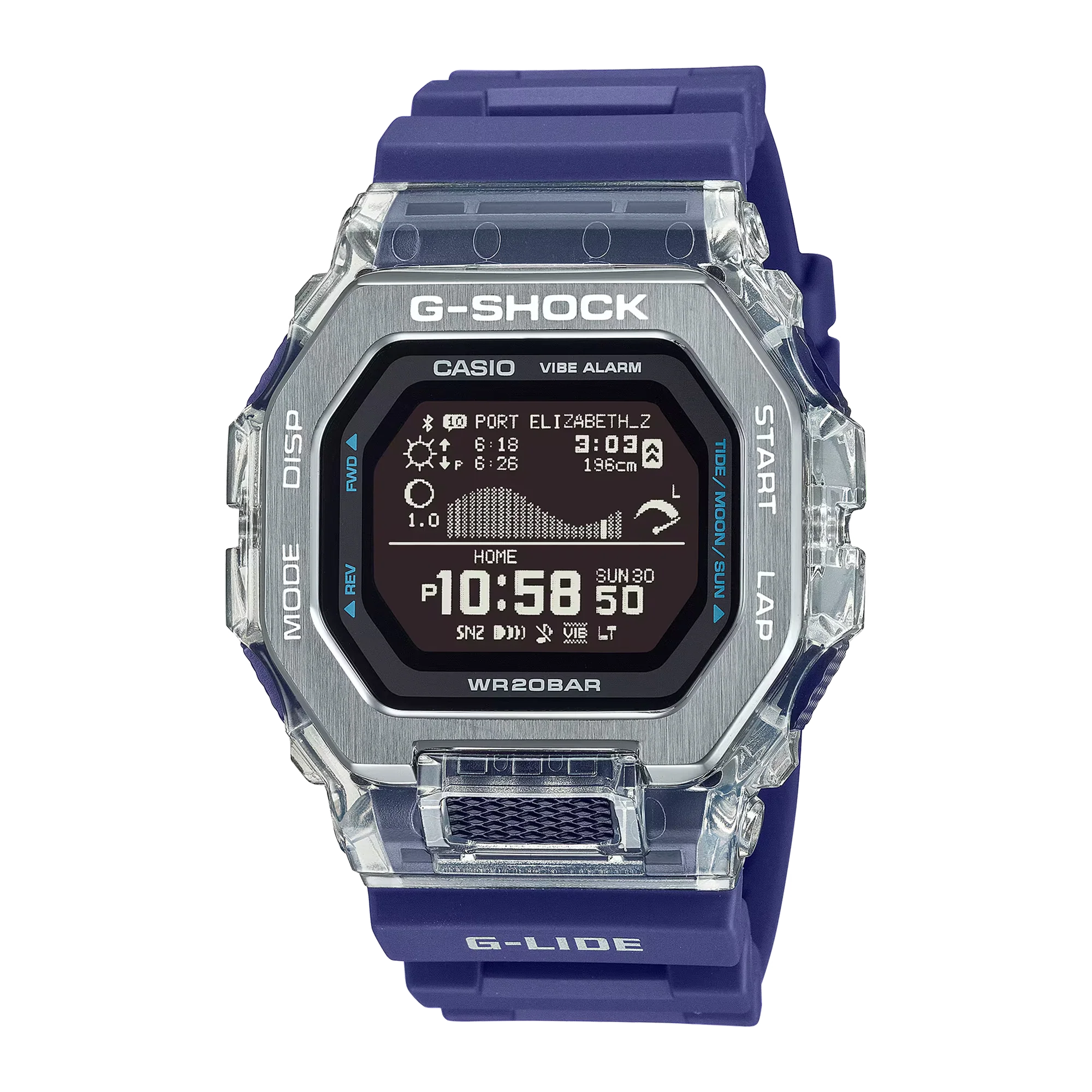 Casio G-SHOCK GBX-100S-2D G-LIDE Bluetooth Surf Watch  Tide Graph, Step Tracker, 20ATM