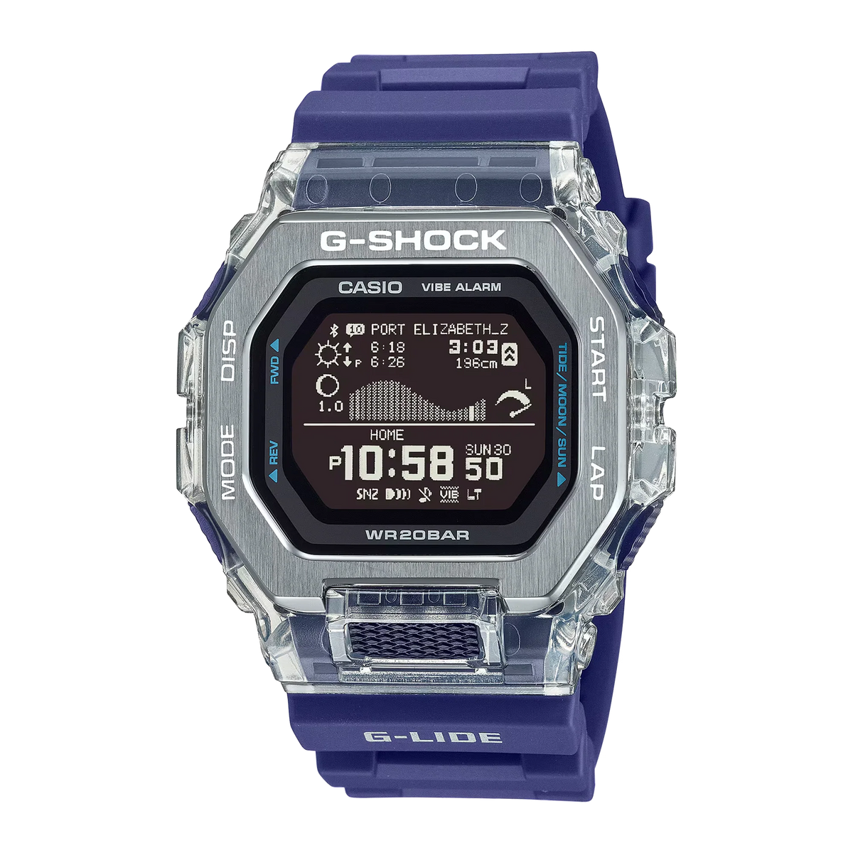 Casio G-SHOCK GBX-100S-2D G-LIDE Bluetooth Surf Watch  Tide Graph, Step Tracker, 20ATM