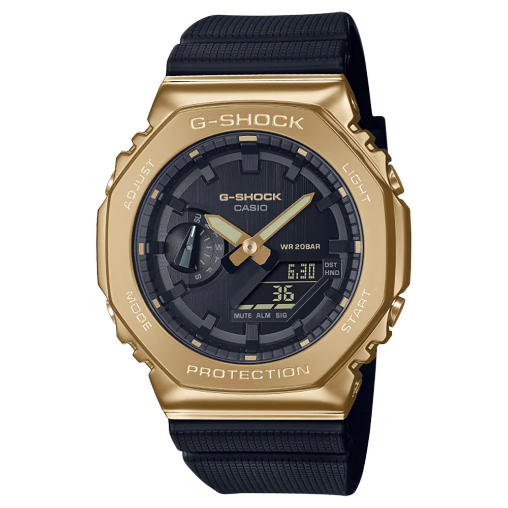 Casio G-SHOCK GM-2100G-1A9DR Analog-Digital Watch – Black & Gold Metal Bezel