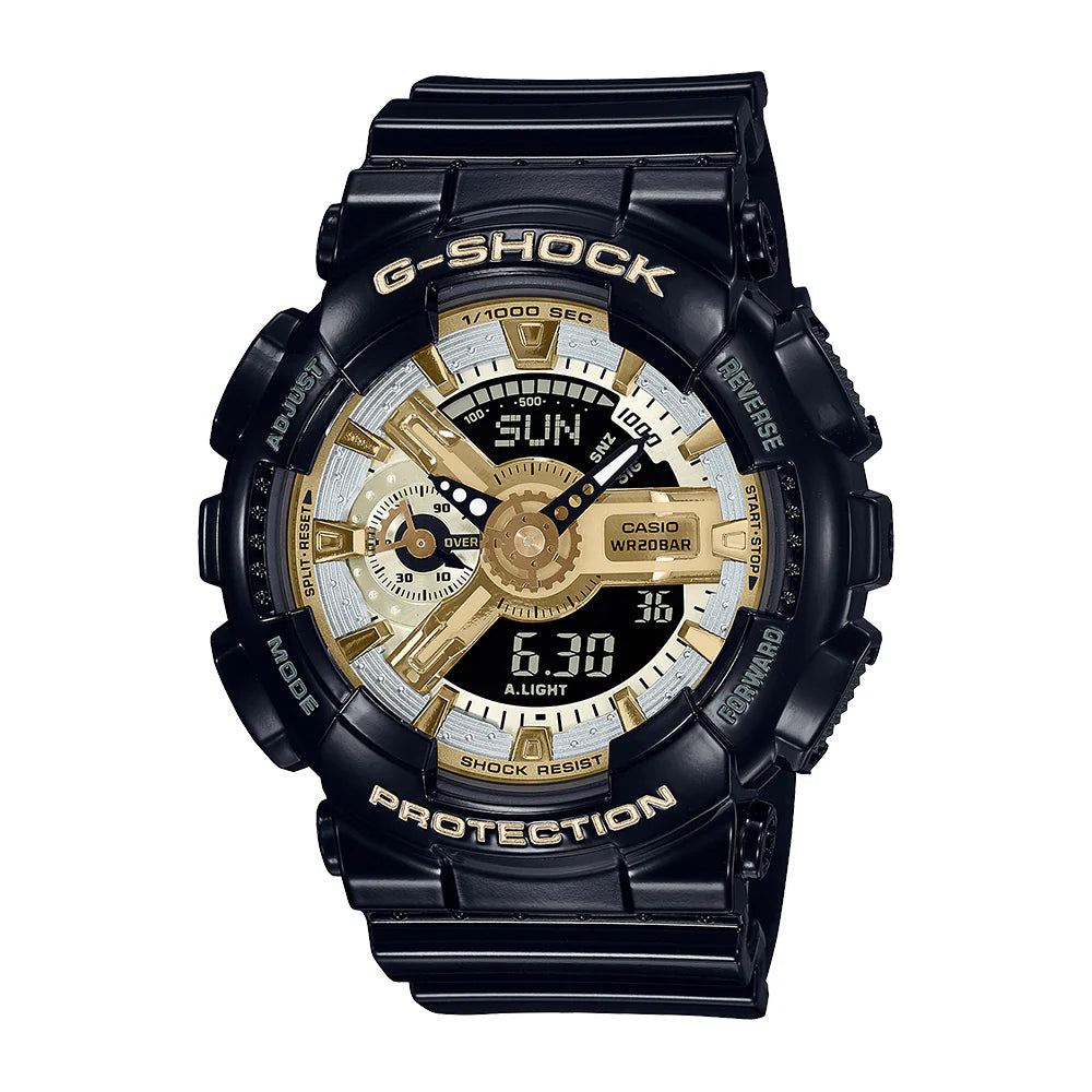 Casio G-SHOCK GMA-S110GB-1ADR | Sleek Black & Gold Digital Watch