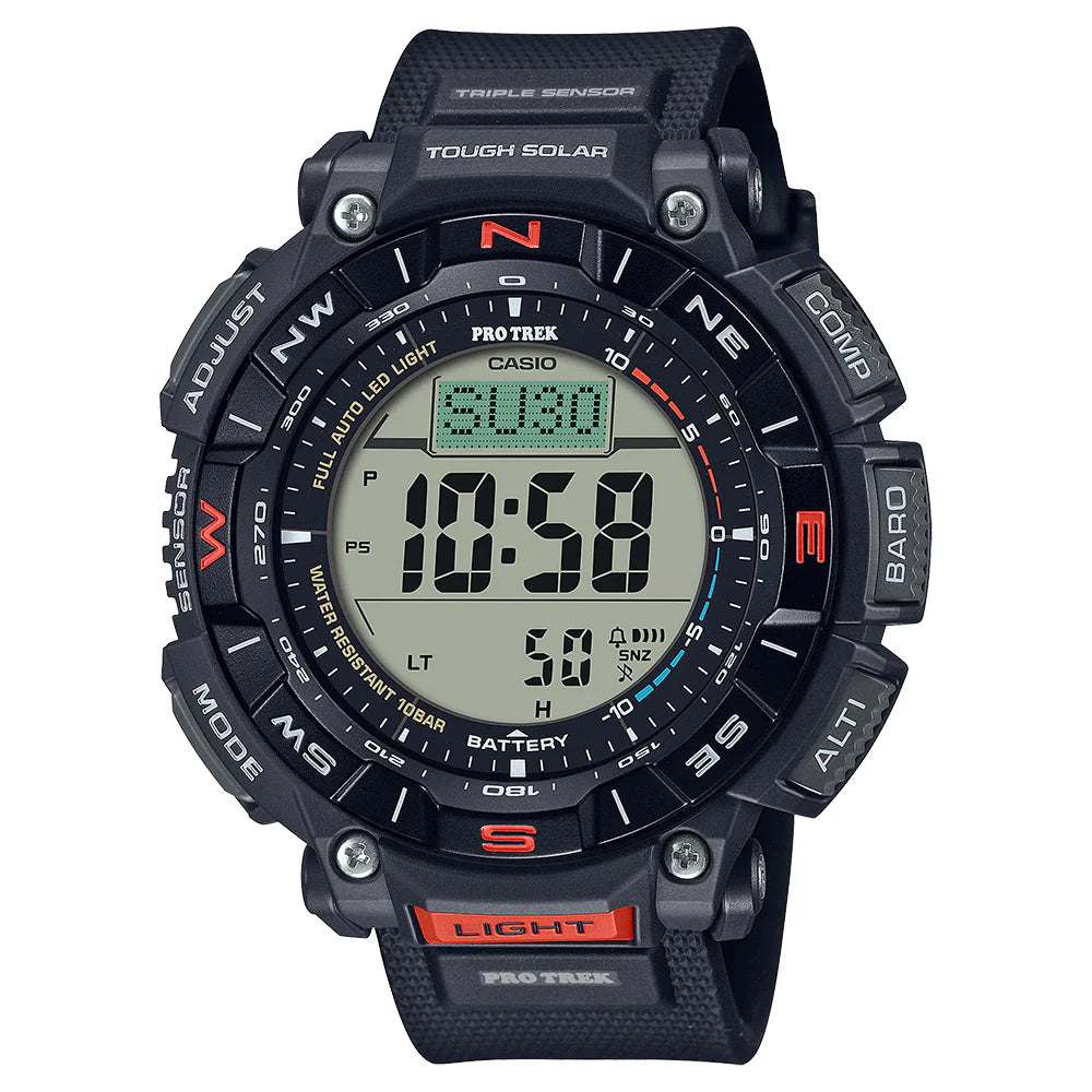 Casio Pro Trek Watch - PRG-340-1DR Clear Dial, Black Band