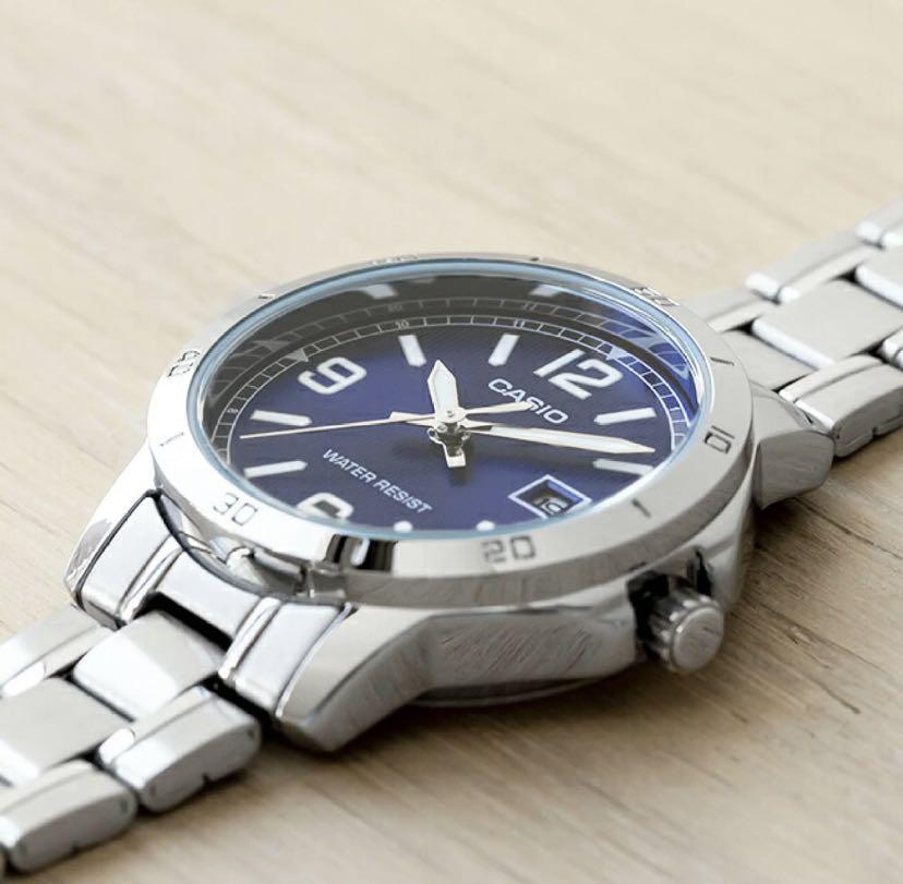 Casio MTP/LTP-V004D-2B Couple Watches – Blue Dial with Silver Stainless Steel Band