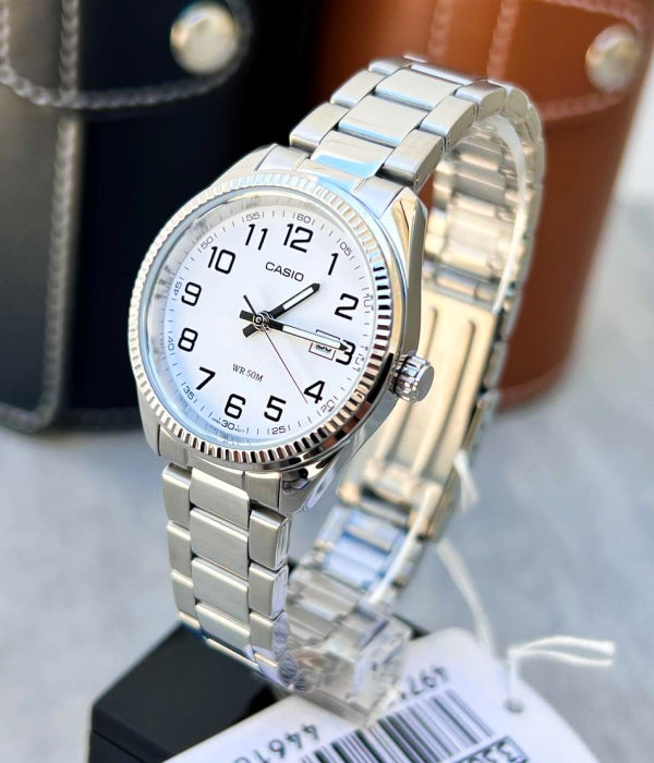 Casio Couple Watches MTP/LTP-1302D-7BVDF | Stainless Steel White Dial His & Hers Watch Set