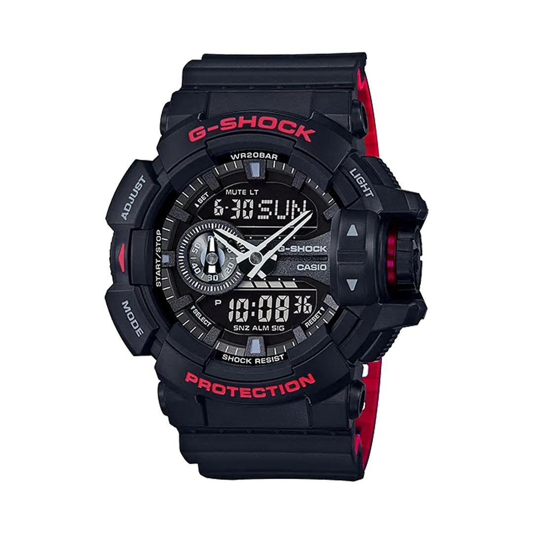Casio G-Shock GA-400HR-1AHDR Black & Red Analog-Digital Watch – Rotary Switch, Shock Resistant, 200M Water Resistant
