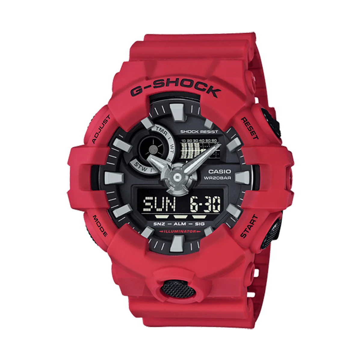 Casio G-Shock GA-700-4ADR Red Analog-Digital Watch – Shock Resistant, 200M Water Resistant