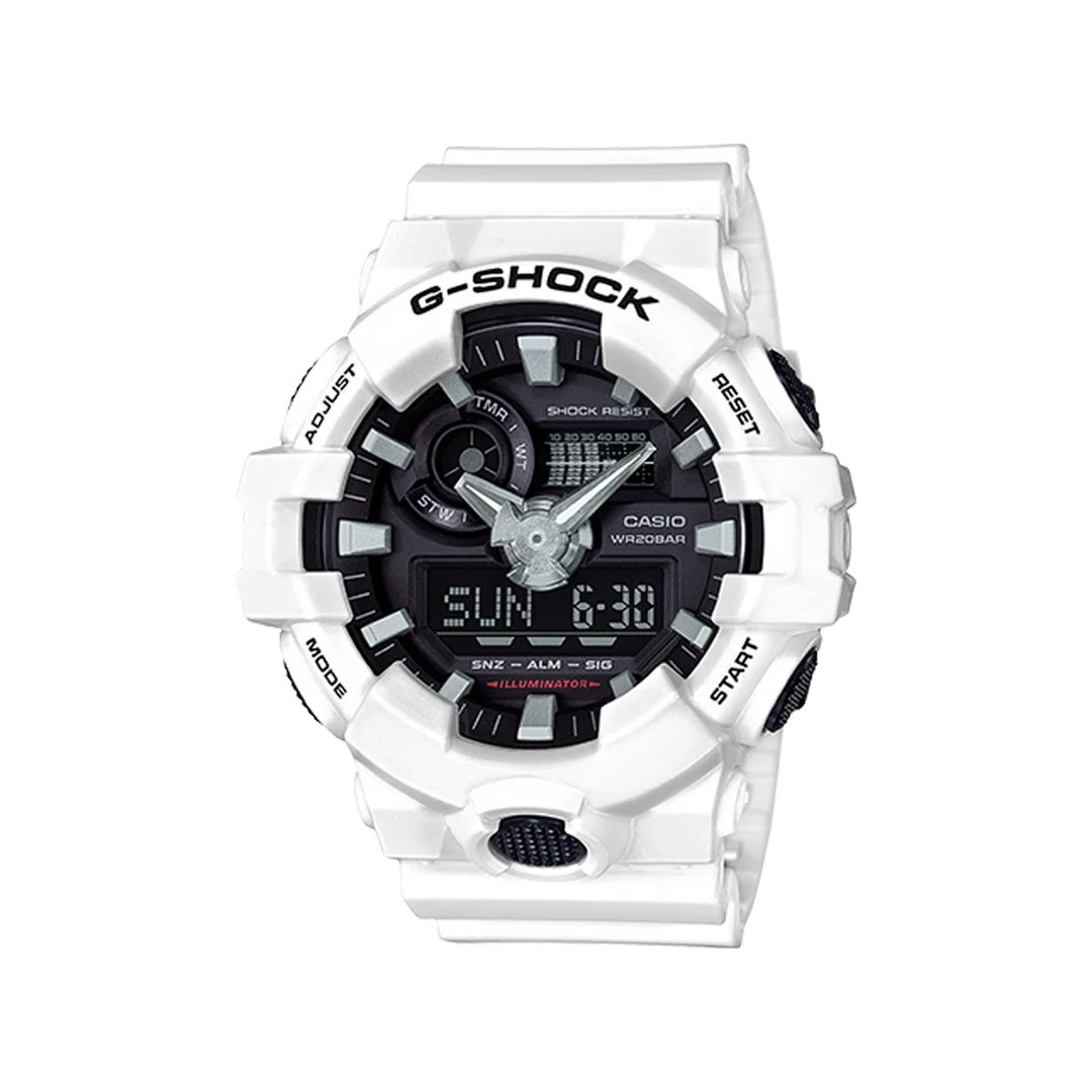 Casio G-Shock GA-700-7ADR White Analog-Digital Watch – Shock Resistant, 200M Water Resistant