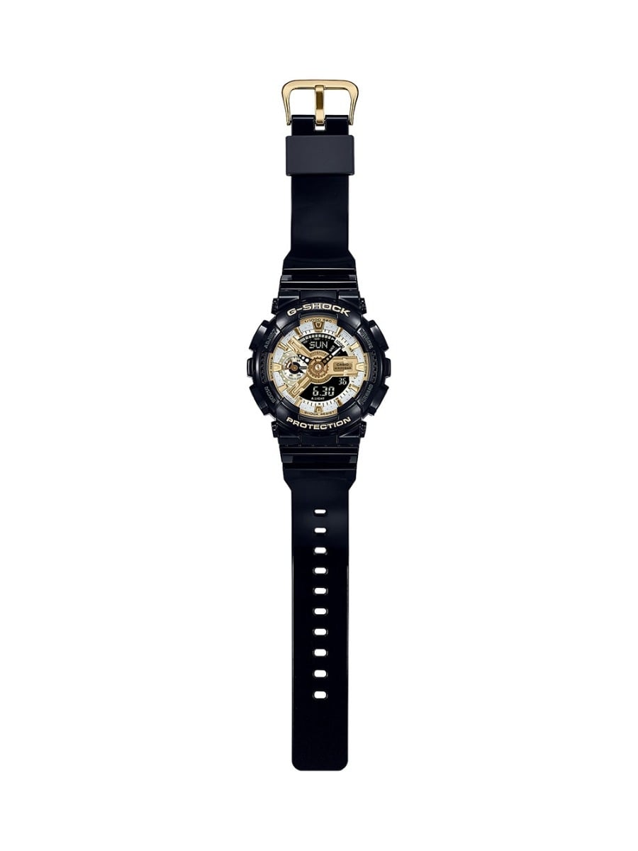 Casio G-SHOCK GMA-S110GB-1ADR | Sleek Black & Gold Digital Watch